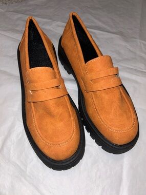 Womens Chunky Platform Slip-on Penny Loafers